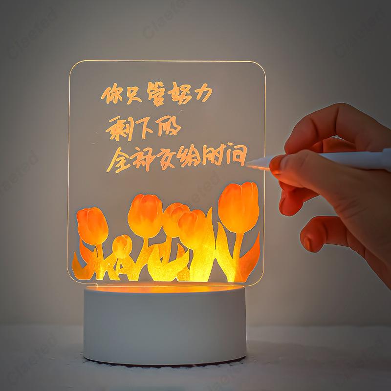 Creative New LED Luminous Desk Lamp Note Board Memo Message Board Can Wipe Bedroom Bedside Lamp