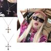 Stunning Winter Geometric Cross Pendant Necklace With Rhinestones For Women