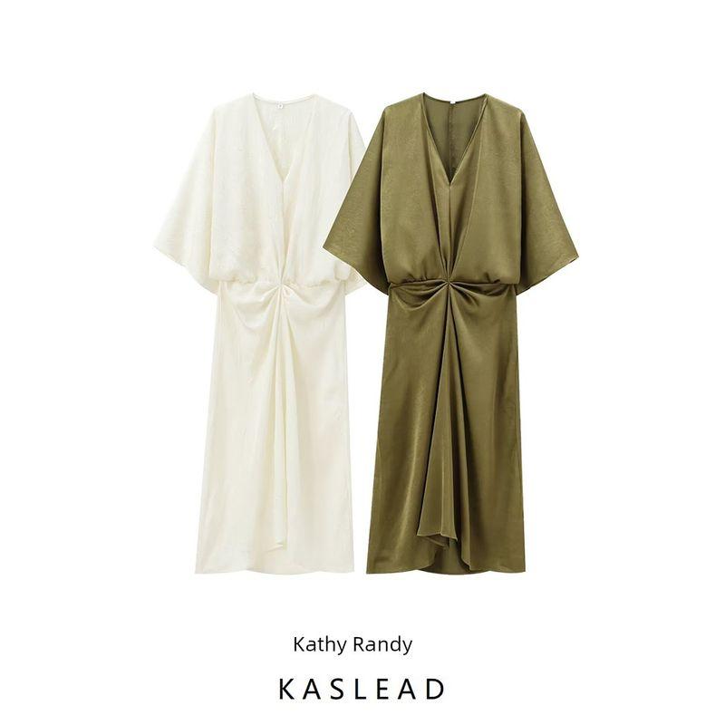 Kaslead New Arrival Women's Clothing Fashion Style Fashion Ruched Effect Midi Skirt Dress 8227214