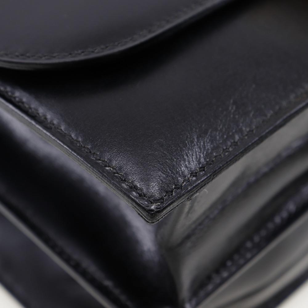 Hermes Chianti Shoulder Bag One Belt Vintage Black / Gold Hardware Box Carf Women Used