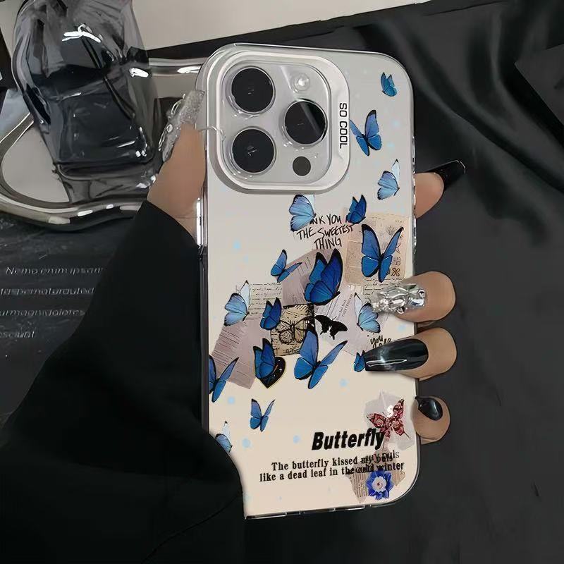 Atmosphere Blue Butterfly for Iphone17 Mobile Phone Case Apple 16promax/15/14pro New 13x