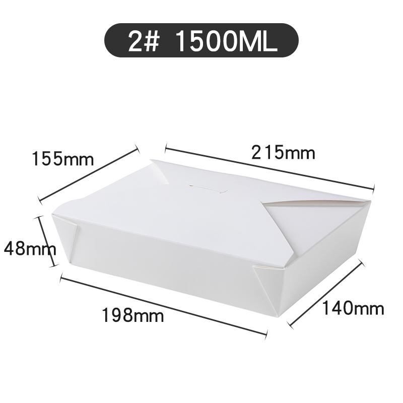 50-Pack Disposable White Paper Takeout Boxes for Salads, Fried Rice, and Fried Chicken