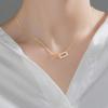 [S] Simple Square Pendant Fashion Necklace_Ih
