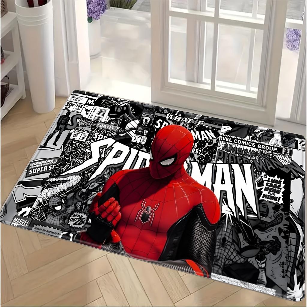 Authorized 1pc Cartoon Printed Mat, Spider- Red Black Suit Classic Comic Style Background Pattern Easy to Clean, Suitable for