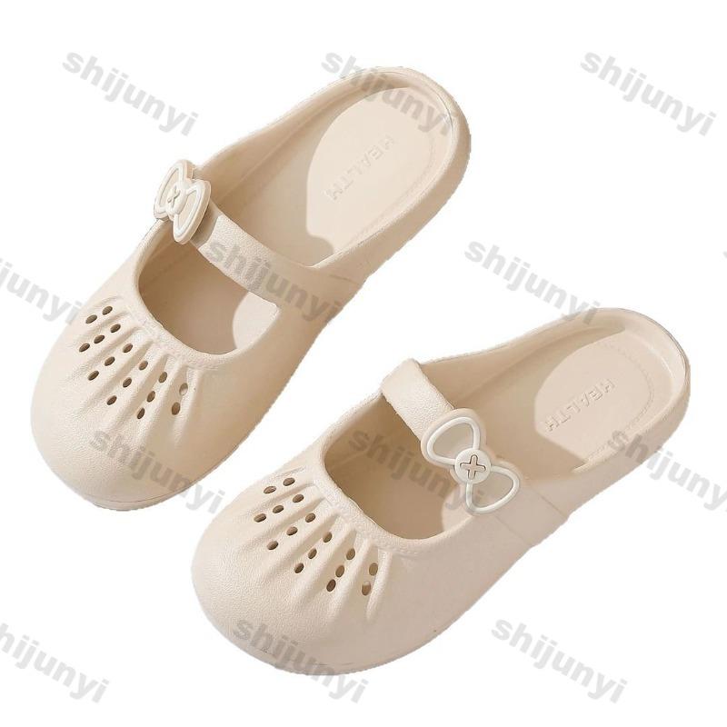 Zapatos de Playa Transpirables con Suela Blanda 2025 Verano Nuevos Sandalias Casuales con Puntera de EVA para Mujer al Aire Libre Antideslizantes Lindas Pantuflas para el Hogar