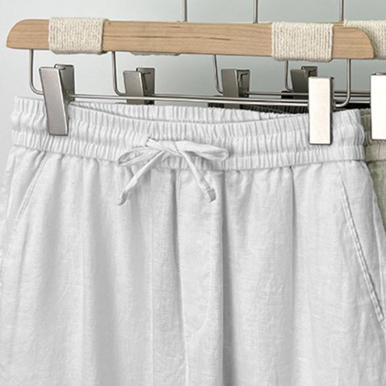 Heren Linnen Broek Casual Losse Pasvorm Rechte Broek met Trekkoord Wijde Pijp Golfbroek Zomerkleding voor Vakantie Reizen Werk Dagelijks Leven