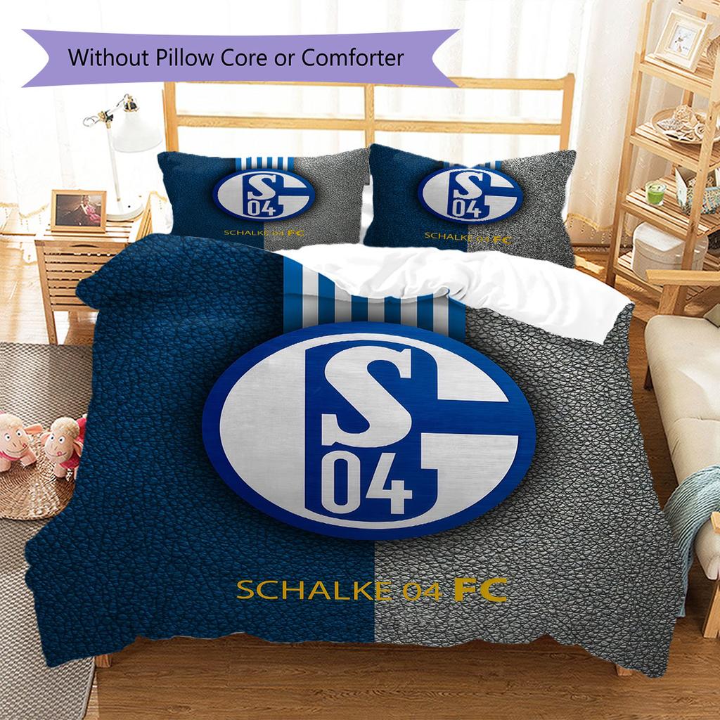 Biancheria da letto con motivo FC Schalke 04, Set piumone Copripiumino Federa Regalo di Compleanno per la Casa(1 * copripiumino + 2 * federa, senza nucleo)