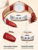Love Watch Red Leather Strap Diamond Gift for Women Women's Wristwatch, Stylish, Waterproof, Simple, Business, Cute, Casual, Luxury,