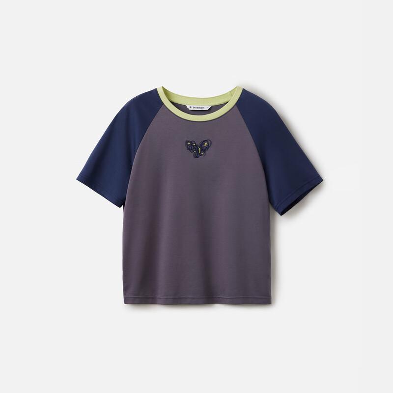 Broadcast Women's Contrast Color Round Neck Short Sleeve T-shirt