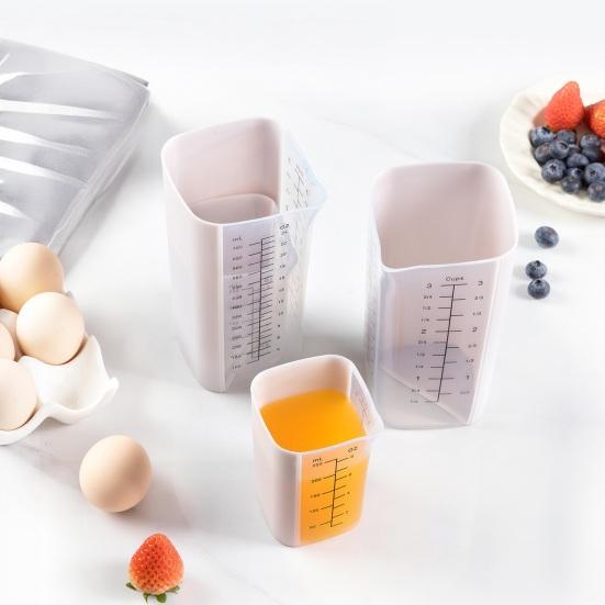 Silikon Messbecher Doppelskala Backen Kochen Messbecher Flexibler Ausguss Komfortgriff Mikrowellen- & Spülmaschinenfest Küchenwerkzeuge
