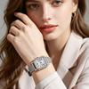 Women Rectangle Dial Watch Roman Numerals Metal Mesh Band Classic Casual Dress Watch Ladies Quartz Analog Wristwatch
