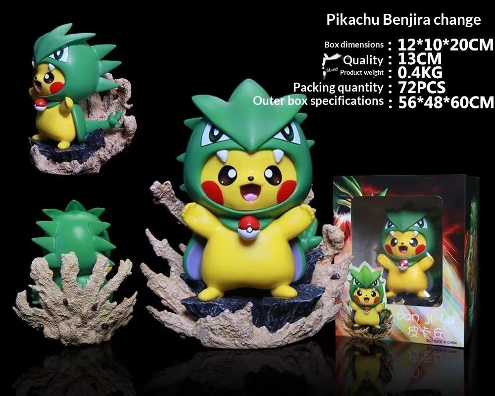 Pokemon Pikachu Cosplay Tyranitar Figure 13CM Resin Collectible Model Desktop Decoration For Anime Fans Pokemon Collectors