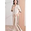 Fashionable Women Casual Tracksuit Set Loose Fit Turn Down Collar Sportswear Two Piece Outfit for Spring Autumn