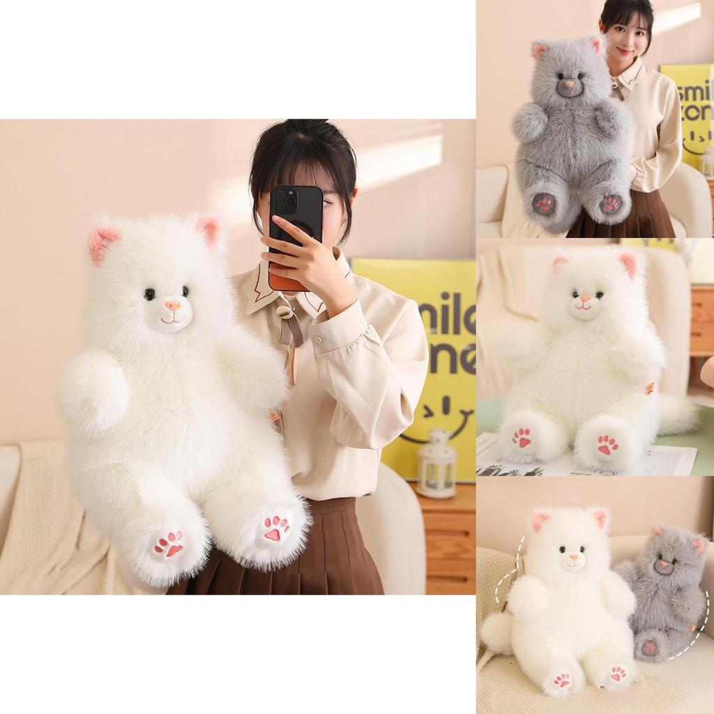 Adorable Long Haired Cat Plush Doll Soft Stuffed Animal Toy For Girls Birthday Gift