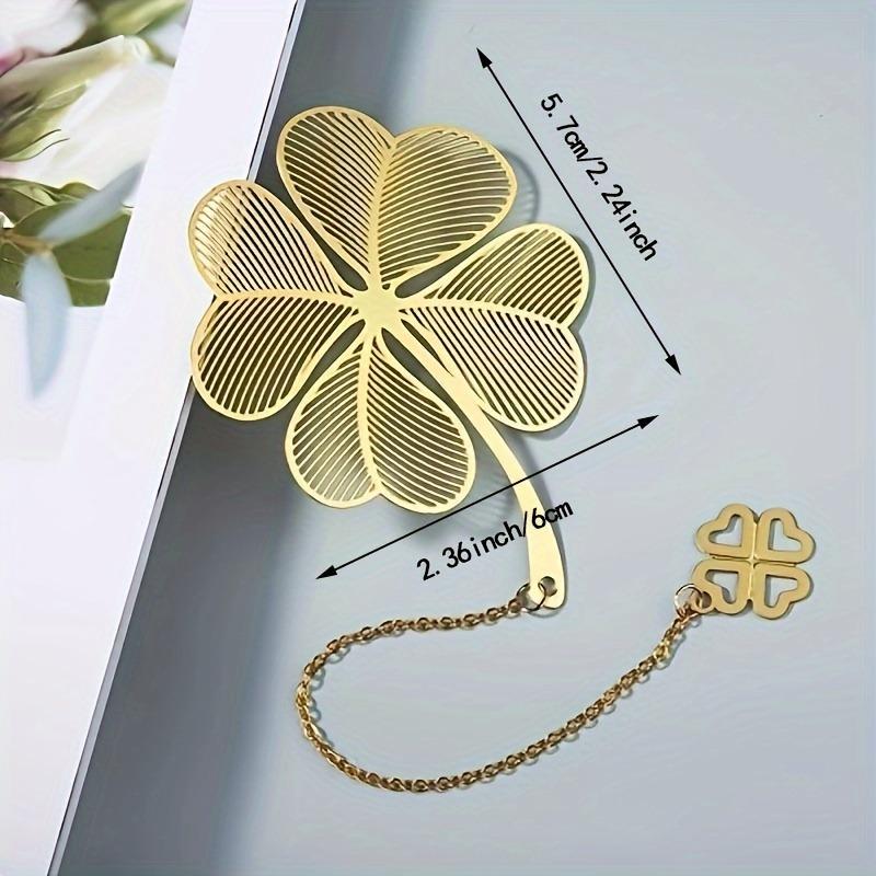 4pcs Golden Hollow Metal Bookmarks with Chains Universal Gift for Book Lovers Writers Readers Birthday Graduation - No Feathers