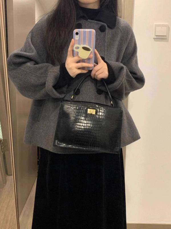 Korean Style Gray Woolen Coat for Women - High-End Autumn/Winter Hepburn Fashion 2025