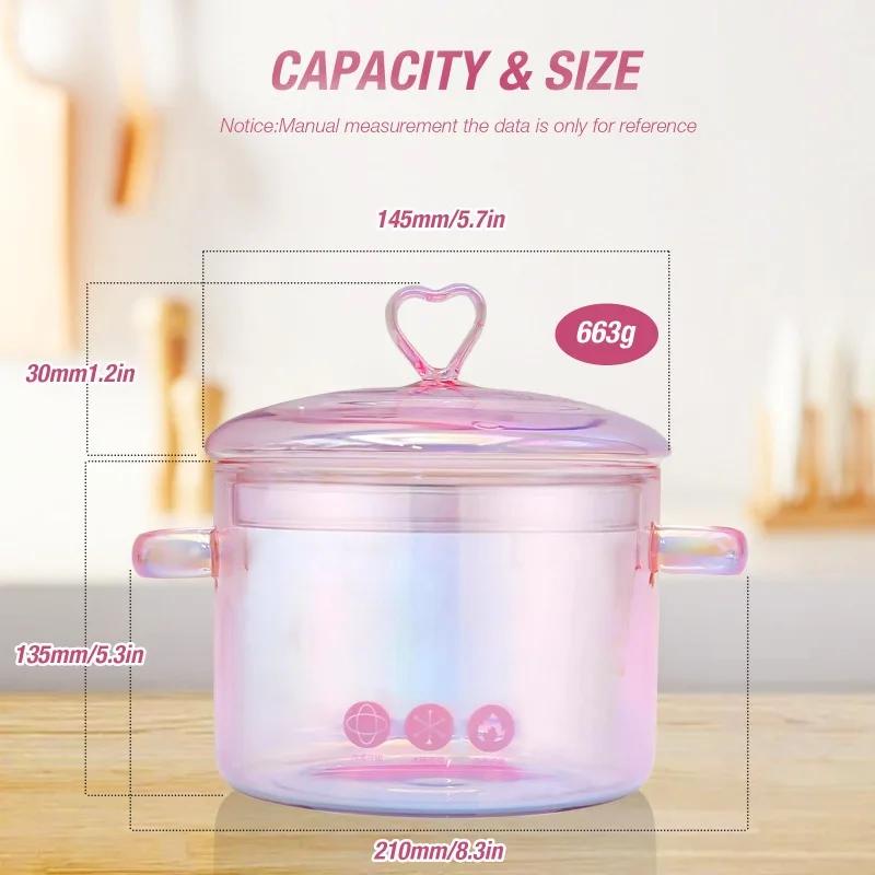 Aesthetic Glass Soup Pot Cookware Resistant Binaural Saucepan Pasta Stovetop Stew Cooking Pot Stockpot Kitchen Accessories Tool