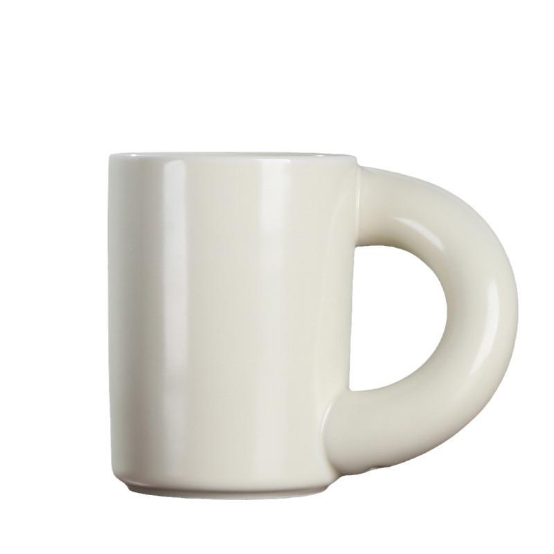 

Big ear ceramic mug, creative crooked ceramic thick handle milk coffee water cup 360ml