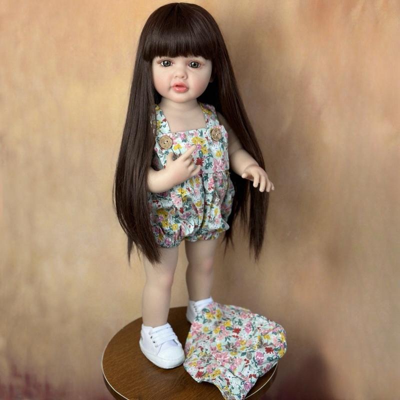 55 CM Naturtro full vinylkropp Gjenfødt Babyjentedukke Betty Straight Leg Levende Nyfødt Bebe Dukke Nydelig lekekamerat leketøy Julebursdagsoverraskelsesgaver
