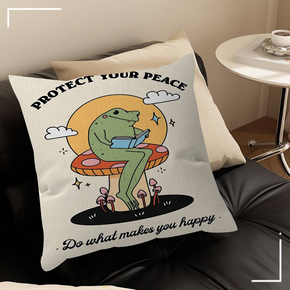 Dancing Frogs Riding Mushrooms Pillow Gift Home Office Decoration Pillow Bedroom Sofa Car Cushion CoverPillow Case