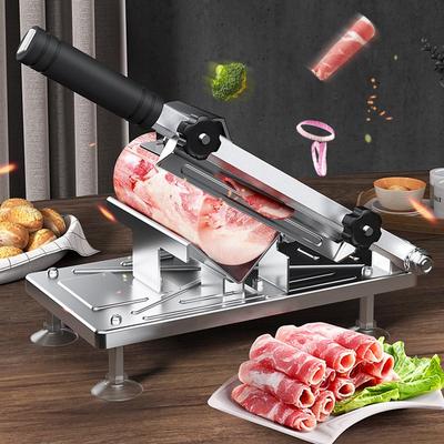 Roestvrij Staal Vlees Snijmachine, Commercieel & Thuisgebruik, Multifunctionele Groentesnijder voor Rundvlees Schaap Hot Pot Plakjes V8W2