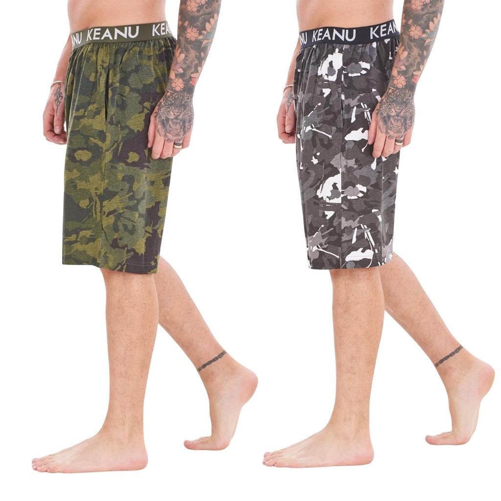Keanu Mens Camouflage Lounge Shorts (Pack of 2)