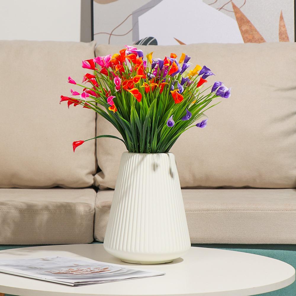 New Beautiful 25 Heads/Bouquet Mini Artificial Calla With Leaf Plastic Fake Lily Aquatic Plants Home Room Decoration Flower