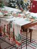 White Christmas Bell Print Tablecloth for Living Room Kitchen Dining Table Festive Atmosphere Party Decoration