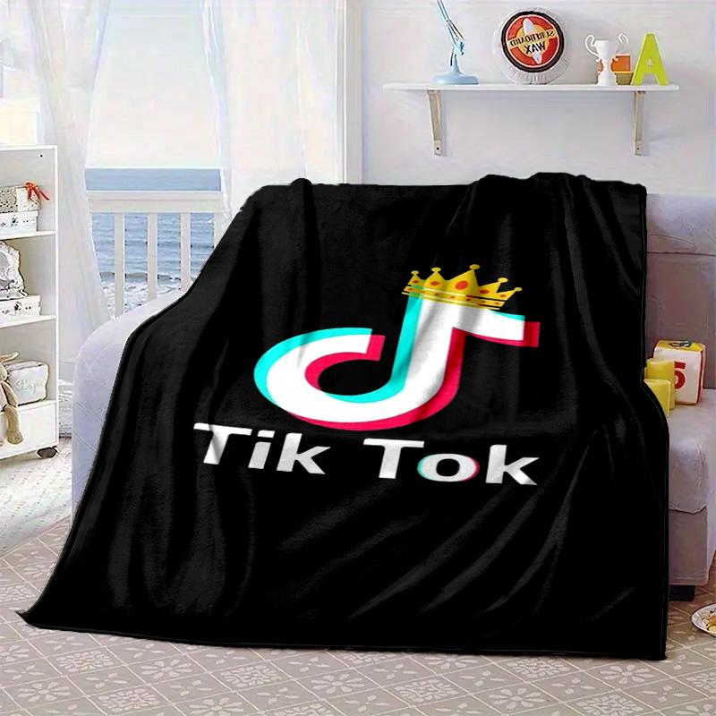 Neon Tiktok Logo Art Portable Blanket/Soft Blanket Bedding Blanket Suitable for Travel Camping Living Rooms Offices Sofas Fan Gifts