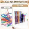 Clear Straw Holder for Cabinet Door, Acrylic Adhesive Straw Organizer for Saves Space Inside Cabinet Door & Kitchen Counters Storage