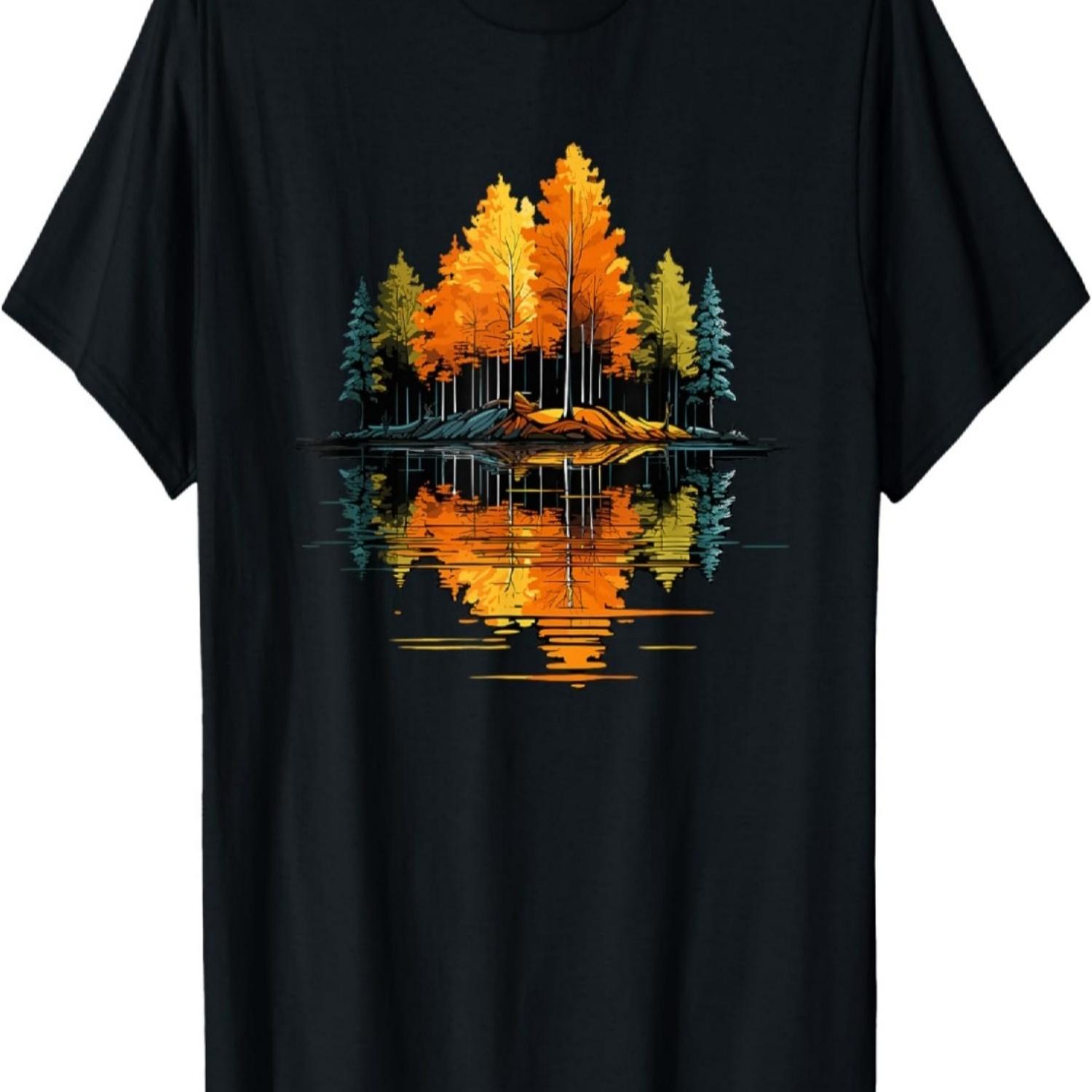 Nature Reflection Forest Trees Outdoor Wildlife T-Shirt(5) S чёрный