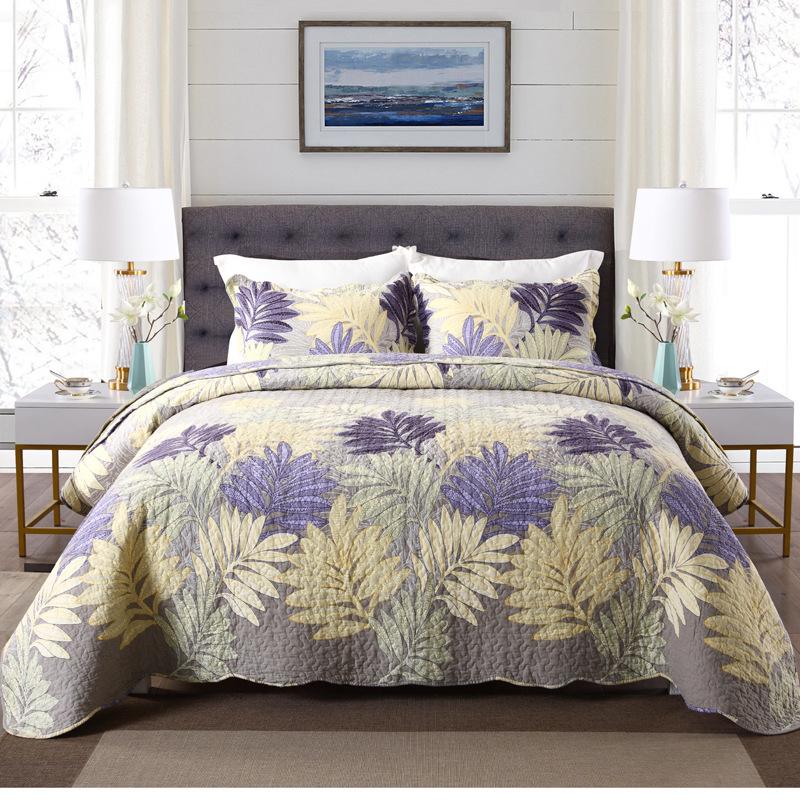 European Style Pure Cotton Twill Bedspread Set - Includes Air Conditioning Quilt and Quilted Bed Sheet