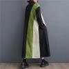 Long Long Flattering with Perfect for and Winter One Size Fits [Mouhoukyo] Women's Dress, Midi-Length, Patchwork, Sleeves, Tunic, Collared, Pockets,