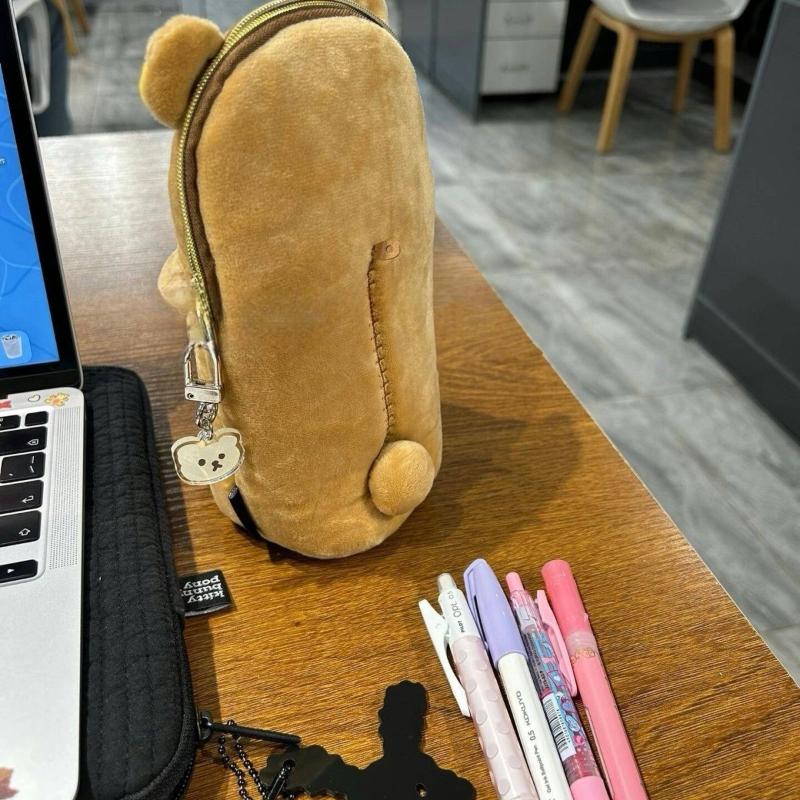 Cute Standing Posture Self Deprecating Bear Storage Pen Bag Large Capacity Multifunctional Students Stationery Bag