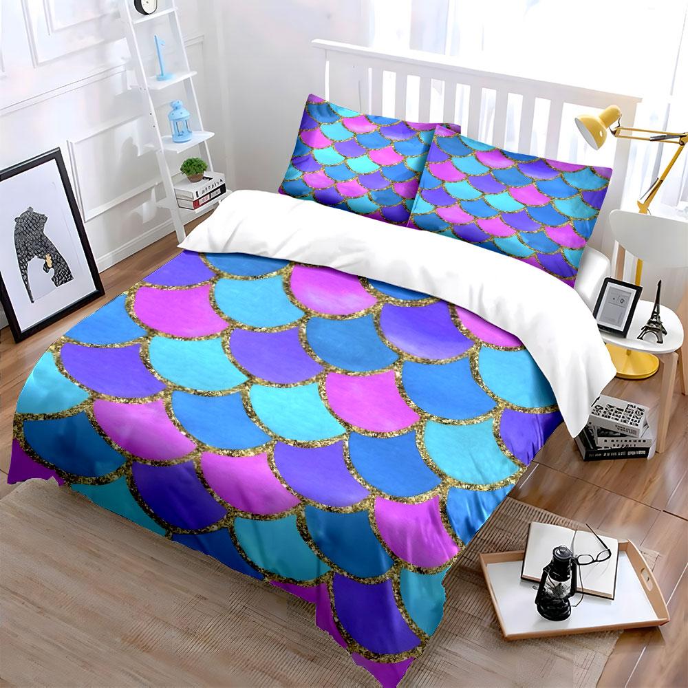 Mermaid Scale Bedding Set Bedding Duvet Cover Set Duvet Cover Pillowcases (1 * Duvet Cover 2 * Pillowcases, Without Duvet Insert)