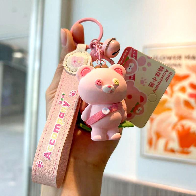 

Bear Resin Whimsical Keychain Cute Cartoon Pendant Ideal Gifting For Peach Backpack