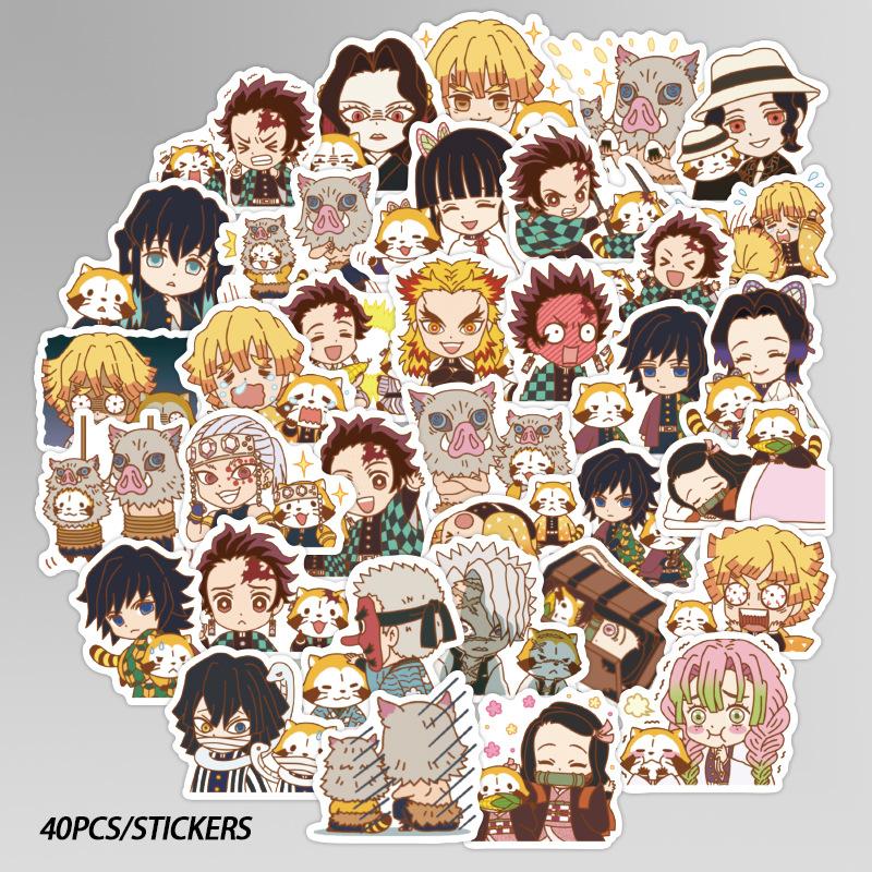 buy 40pcs anime stickers demon slayer kimetsu no yaiba cool vinyl decals for laptop skateboard luggage car bike waterproof at affordable prices free shipping real reviews with photos joom