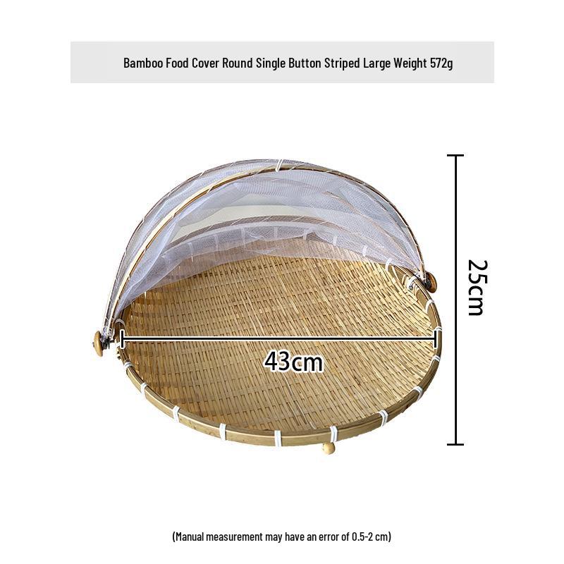 Bamboo Weaving Steamed Bun Drying Basket with Mosquito-Proof Cover