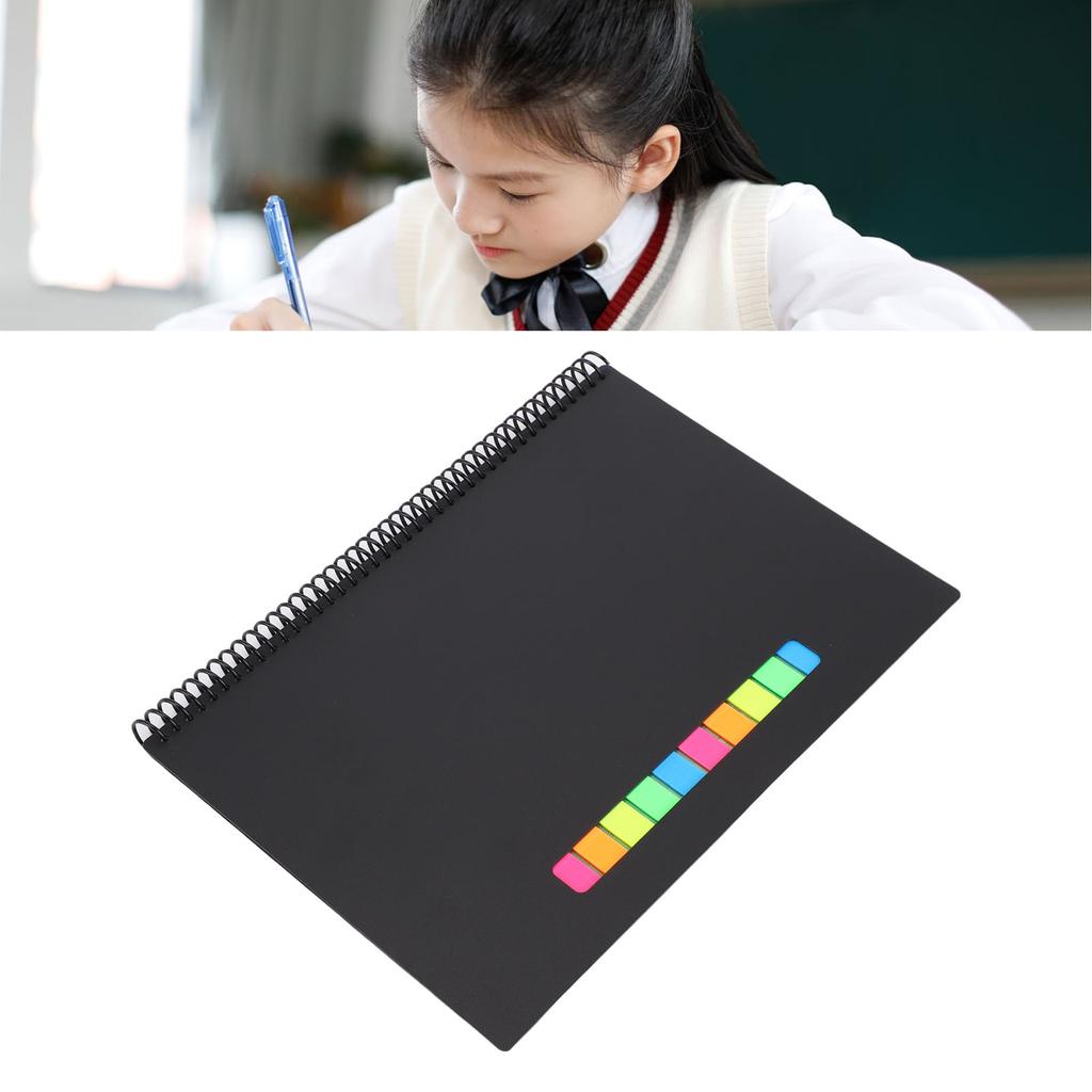  Reusable Paper Notebook Spiral Bound Erasable Shorthand Notepad APP Connectivity Black Lined and Dotted Pages 