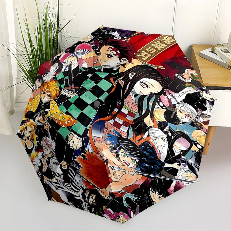 

1pc Demon Slayer: Tanjiro Kamado Outdoor Umbrella - Automatic Opening/Closing, Portable 3-Fold Design with 8-Rib Iron Frame - Perfect Gift for Fans, T