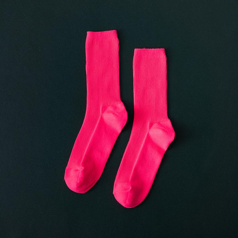 

Красочные Харадзюку Ретро Женские Хлопковые Носки Флуоресцентный Неоновый Цвет Корейский Фиолетовый Желтый Розовый Дизайнерские Скейтборд Крутые Милые One Size