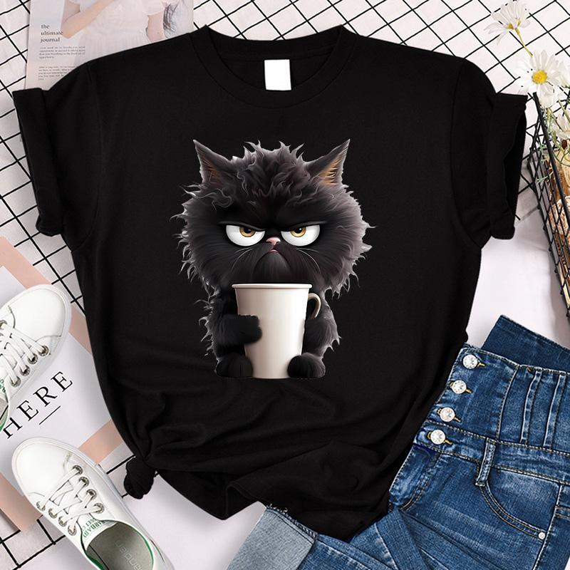 Women Unisex Graphic Tshirt Streetwear Harajuku Graphic Ulzzang Tshirt Funny Cute Cat Vintage Tee Shirt Aesthetic Y2k Tops FeUnisex