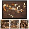 50Pcs Wooden USA Geography Puzzles with Elements Sticker Travel Learning Jigsaw for Traveling Home Classroom Wall Art Home Decor