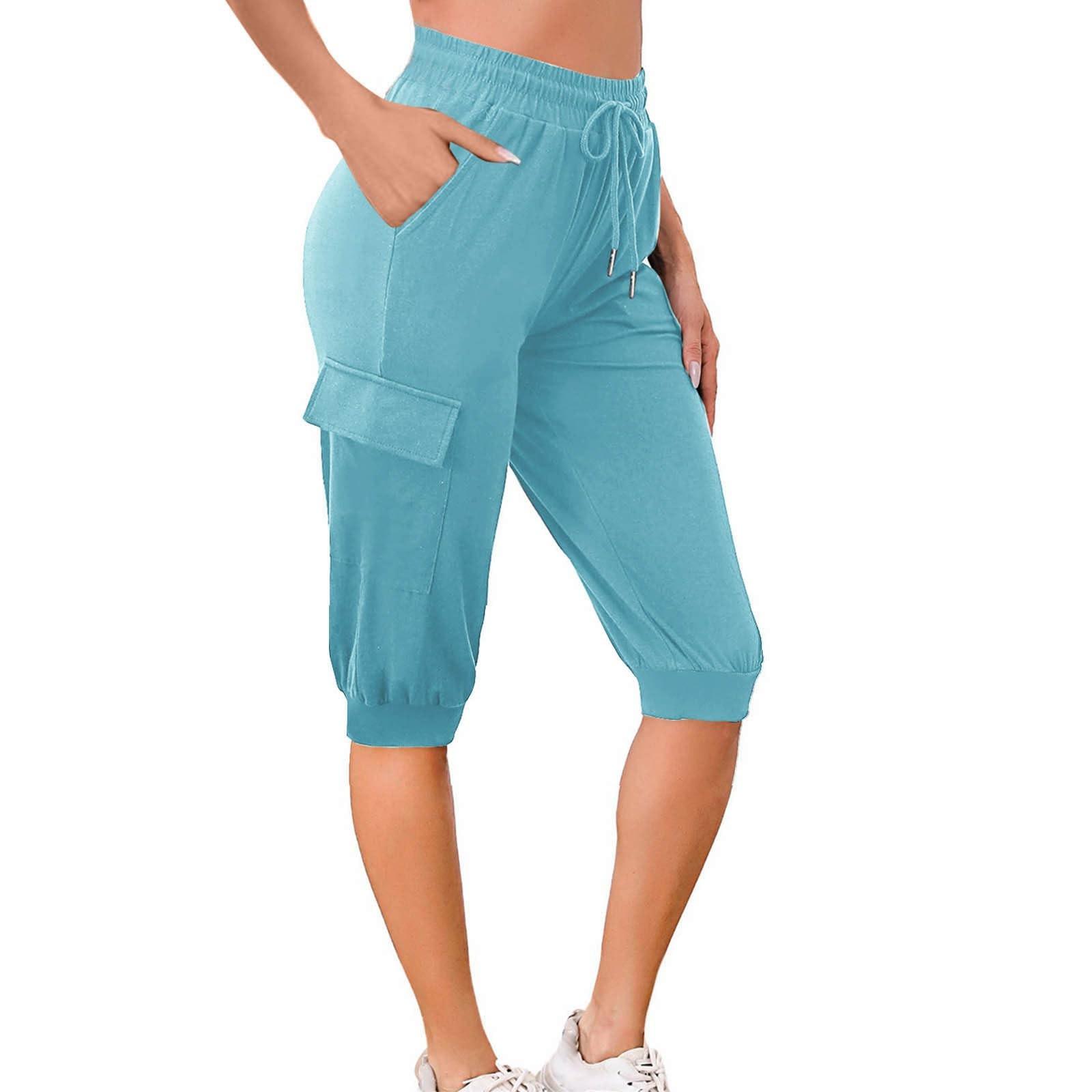 

Женские брюки для бега с завязками, удобные спортивные брюки с карманами, 5 шт. XXL небесно-голубой