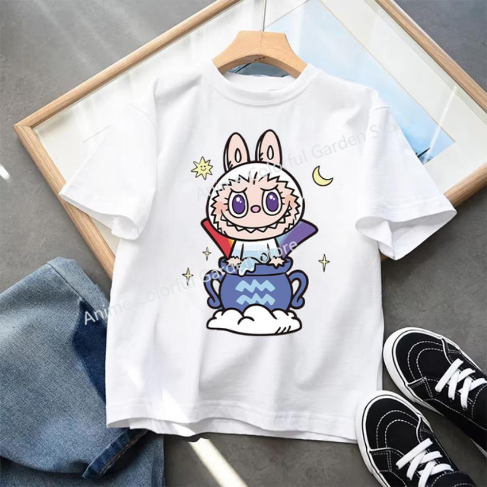 Kids 2-13Y+ T-shirts Children Cartoon Cute Short Sleeved Shirt Boys Girls Summer Travel Fashion Clothing Cotton White Kids Clothes