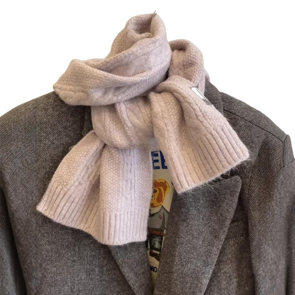 Solid color scarf women's 2026 new autumn and winter Korean version versatile high-grade cold-proof and warm scarf thickened knitted scarf