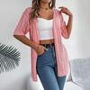 Eleganter Damen V-Ausschnitt Locker Gestrickter Cardigan Solider Karopullover Frühling Sommer Oberteile