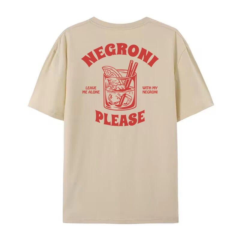 Negroni Please Vintage Streetwear T-Shirts Loose Funny Cocktail Drink Tee Shirt Women Cute Retro Graphic Tops Unisex Clothes