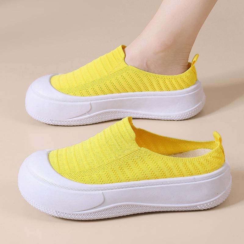 Summer new simple thick-soled flying-woven half-tray fashionable versatile casual women's shoes breathable minimalist fisherman shoes