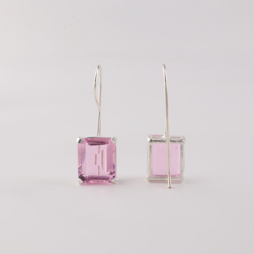 Natural Morganite Gemstone 925 Sterling Silver Jewelry Handmade Earrings 1.06" EE-167-14